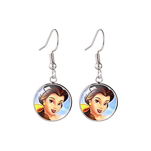 Nueva belleza y la bestia peces gancho pendiente princesa Belle joyería redonda...