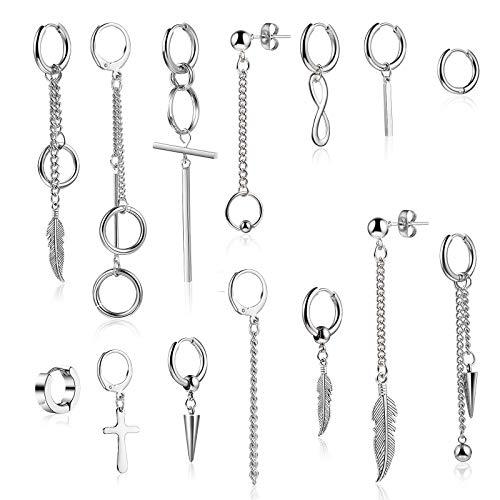 Pendientes Hombres, Comius Sharp 14 Piezas Pendientes de Colgante de Aro...