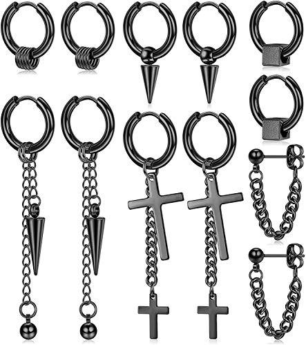 Milacolato 6 pares de Pendientes de Aro de Acero Inoxidable 316L para Hombre y...