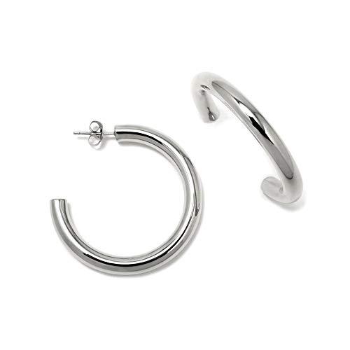 Pendientes Pertegaz colección Criollas 40mm. aros gruesos lisos plateados...