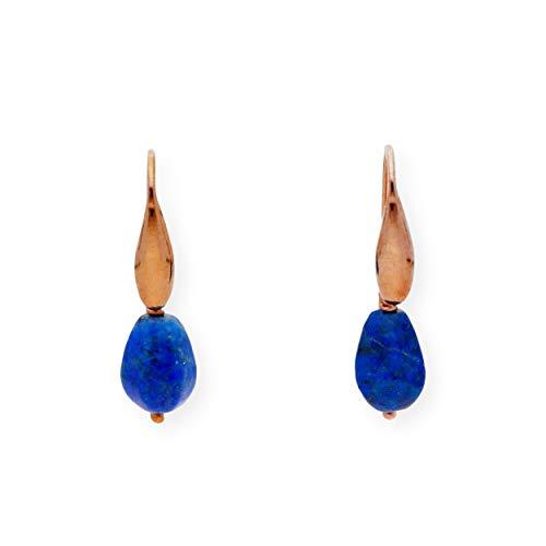 Pendientes Mujer Plata de Ley 925 - Pendientes de plata con lapislazuli (Plata...