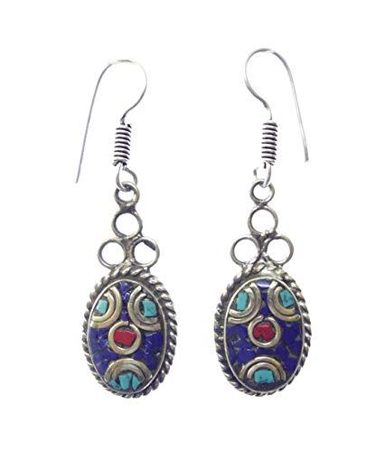 Hechos A Mano Auténtico Tibetanos Aretes Para Mujeres, Étnico Tribal Gitano...