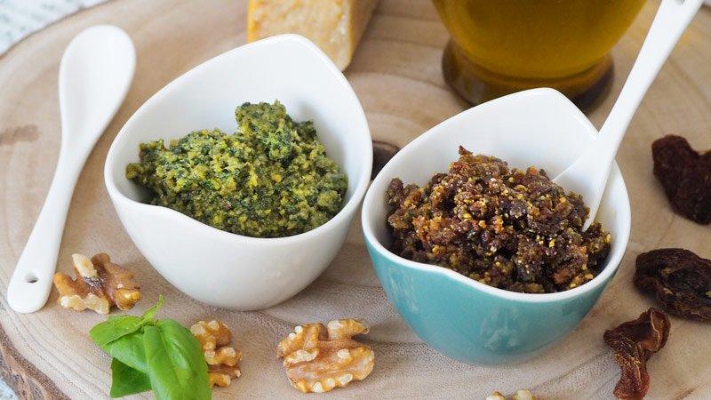 receta salsa pesto verde y pesto rojo o pesto rosso