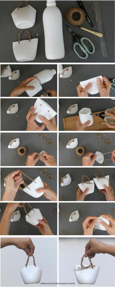 Paso a paso Mini capazos con botellas de plástico