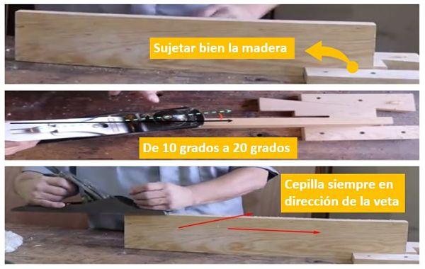 Cantear madera con cepillo o Garlopa, 3 Pasos básicos