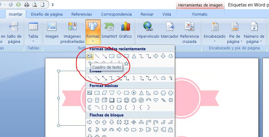 Etiquetas en word