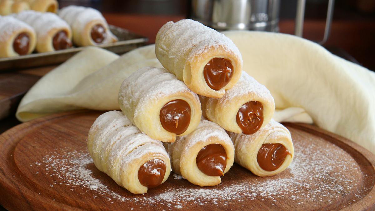 cañoncitos de dulce de leche hojaldre facil
