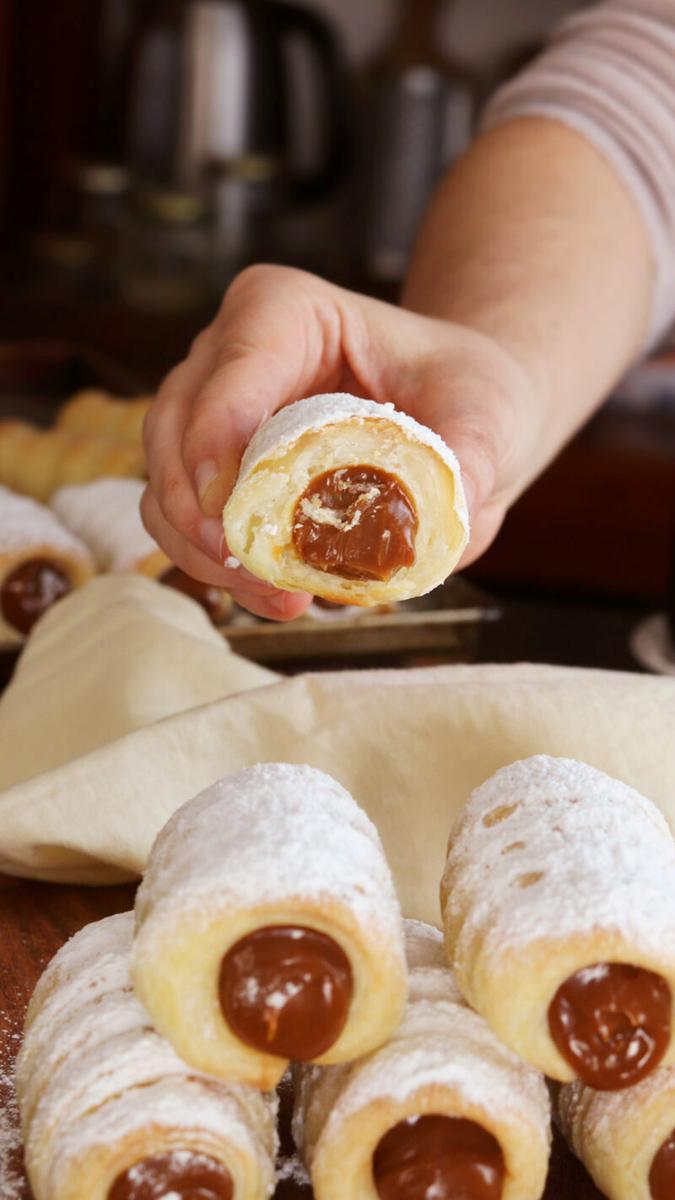 cañoncitos de dulce de leche hojaldre facil