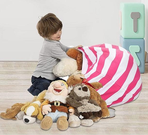 utiliadad puff almacenaje de peluches