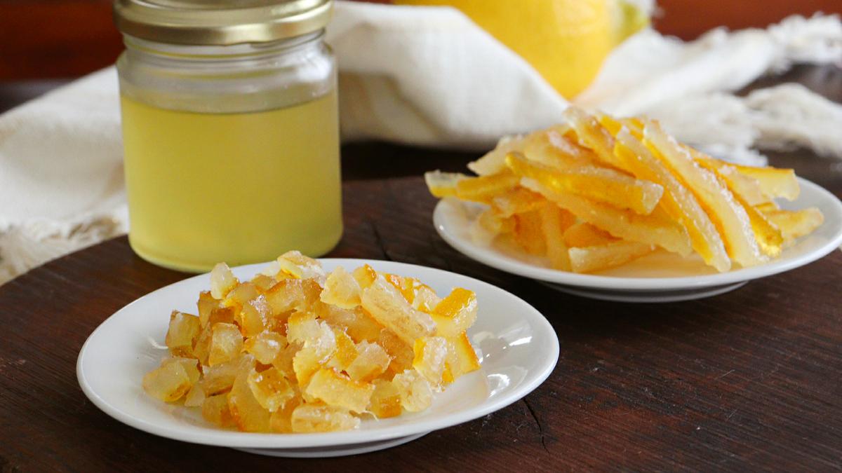 cascaritas de limon confitadas