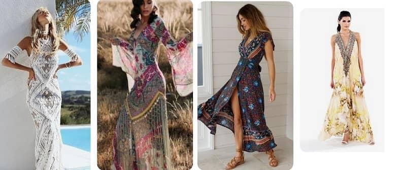 vestido hippie de fiesta combinado con fular