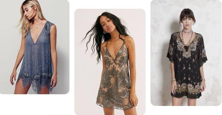 vestido de fiesta bohemio con accesorios étnicos