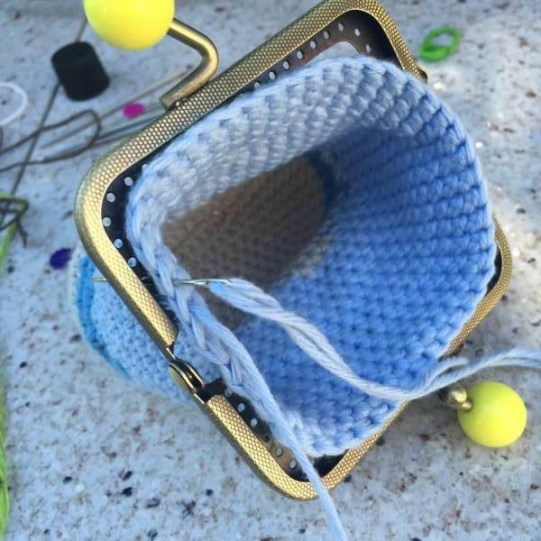 Coser boquilla cocos monedero de ganchillo mar