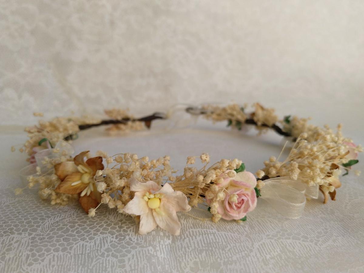 Corona floral rosa y tostado LAILA