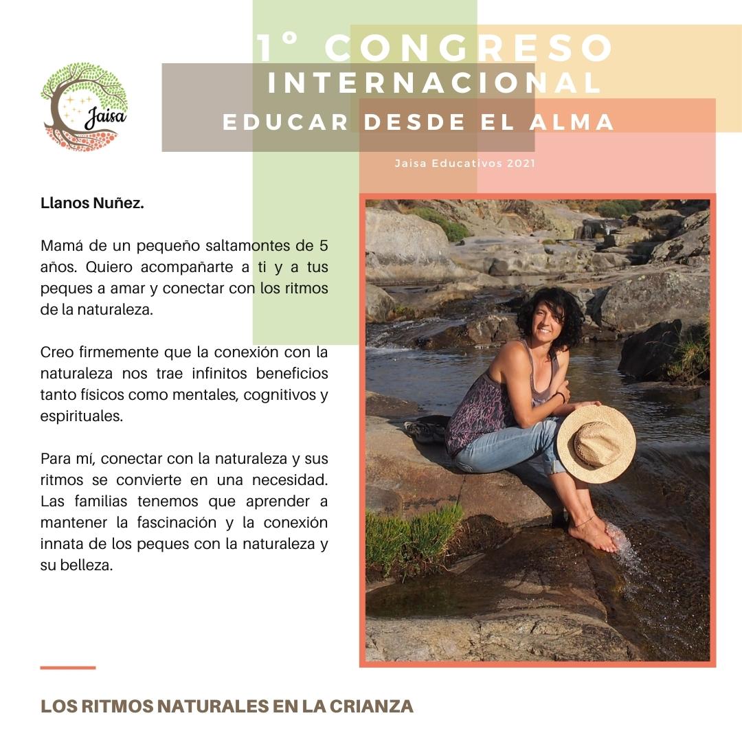 Cartel del congreso online "Educar desde el alma" en el que se ve una foto mia con los pies en el agua de un arroyo 