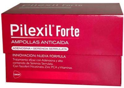 Pilexil Forte ampollas para el tratamiento de la caída del cabello en la mujer y en el hombre.