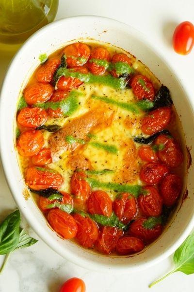 PROVOLONE, TOMATES ASADOS Y PESTO | Cocina