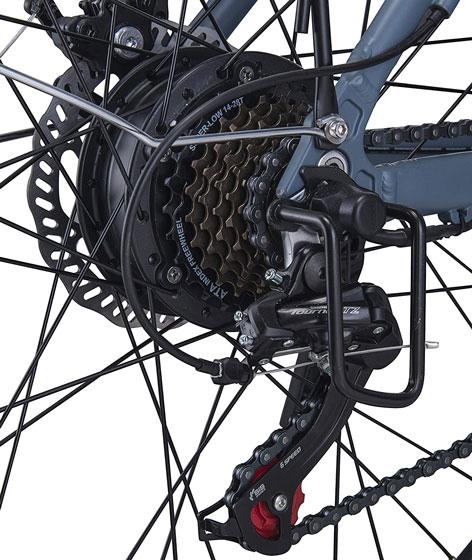 Motor de 250W y sistema de transmisión Shimano de 21 velocidades