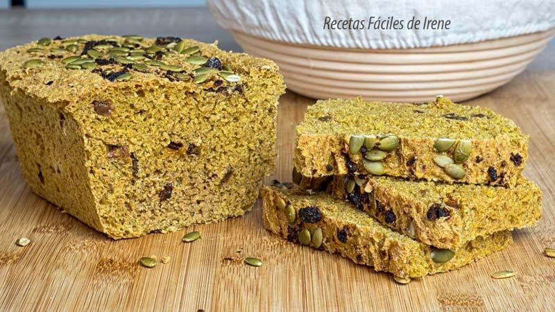 receta de pan de espelta, cúrcuma y pasas paso a paso casero