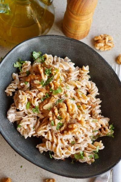 Pasta con salsa de nueces