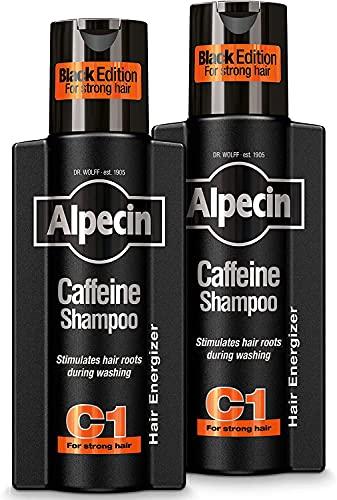 Alpecin Black Edition Champú Cafeína C1 2x 250ml | Champu anticaida hombre y con cafeina | Tratamiento para la caida del cabello | Alpecin Shampoo Anti Hair Loss Treatment Men