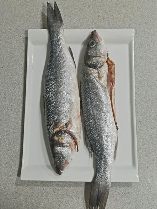 Lubina con parmentier de albahaca - Lubinas frescas