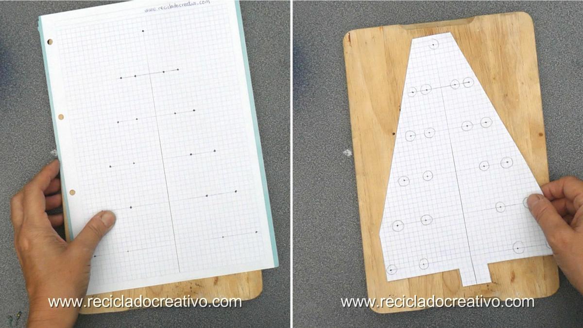 PLANTILLA Árbol de Navidad con pinceladas de botellas de plástico PET 