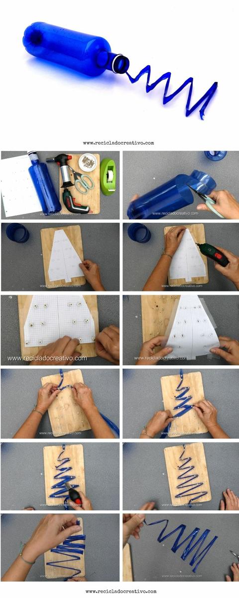 Paso a paso pinceladas con botellas de plástico Árbol de Navidad