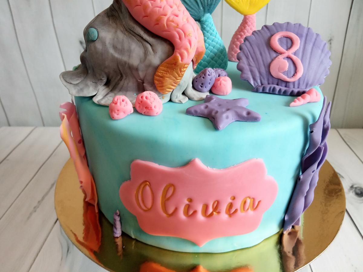 Vista lateral tarta sirenas