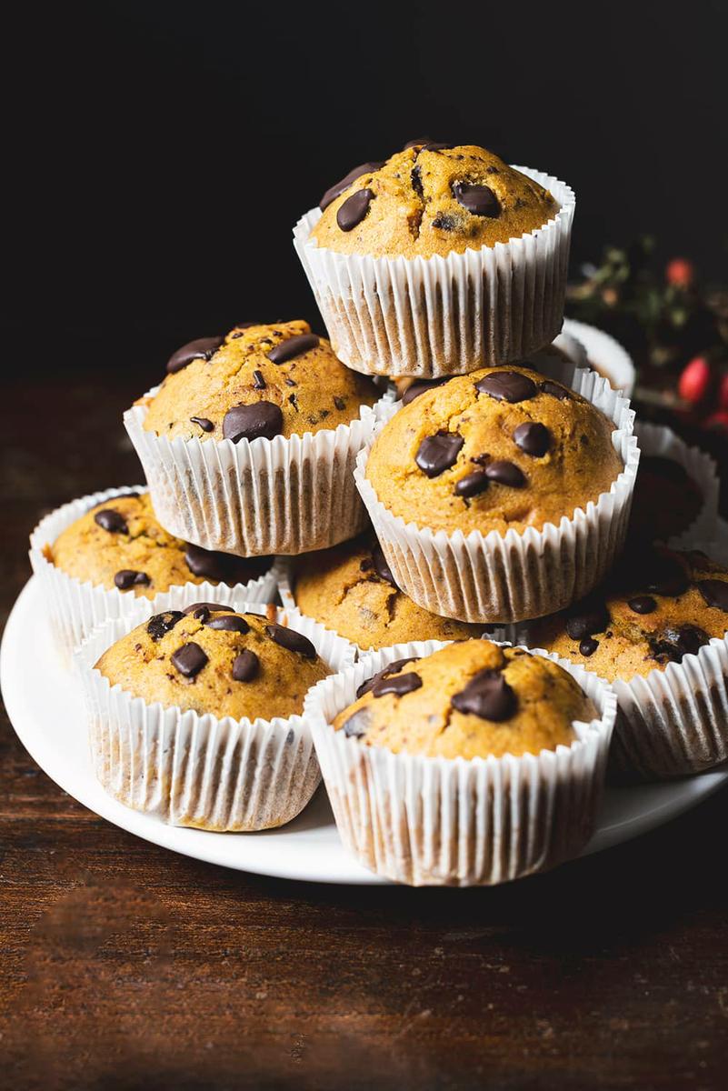 Magdalena de calabaza con pepitas de chocolate