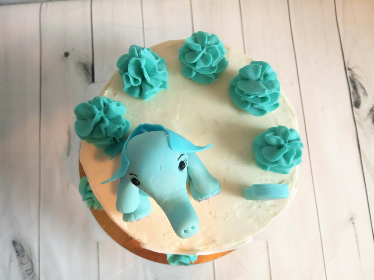 Vista cenital tarta elefantito