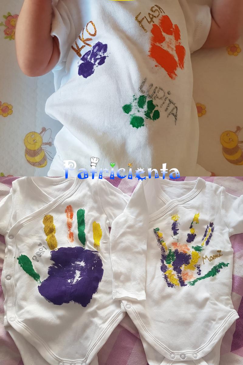 Bodi bebé pintado con las huellas de la familia