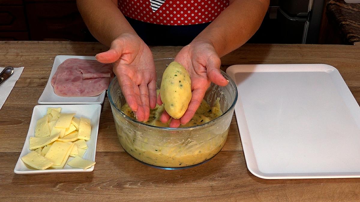 CROQUETONES DE PATATA (PAPAS) RELLENOS DE JAMÓN Y QUESO - Foto 9