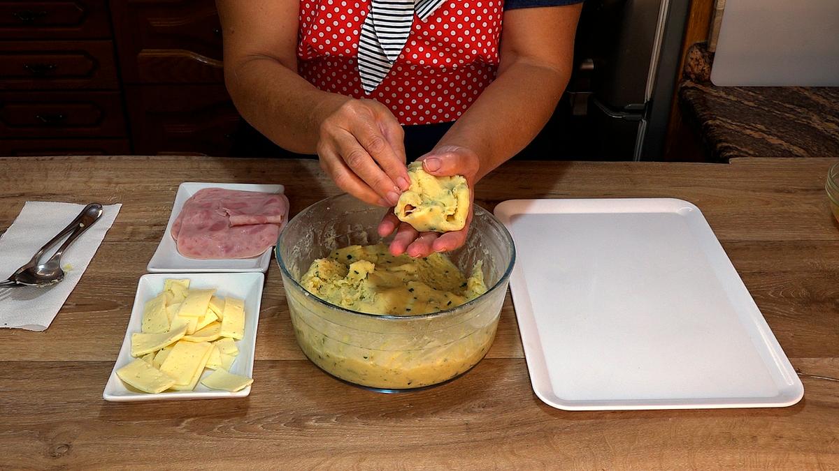 CROQUETONES DE PATATA (PAPAS) RELLENOS DE JAMÓN Y QUESO - Foto 8