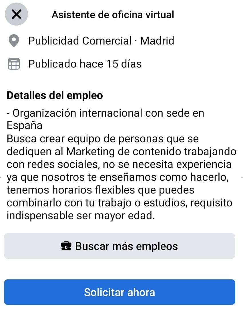 solicitud postulado trabajo asistente de oficina virtual en remoto