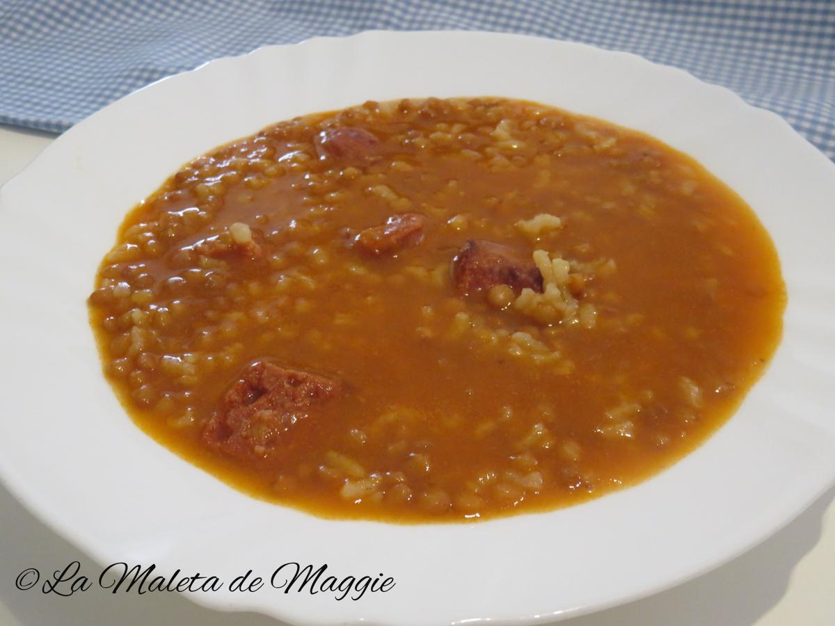 lentejas con arroz y chorizo