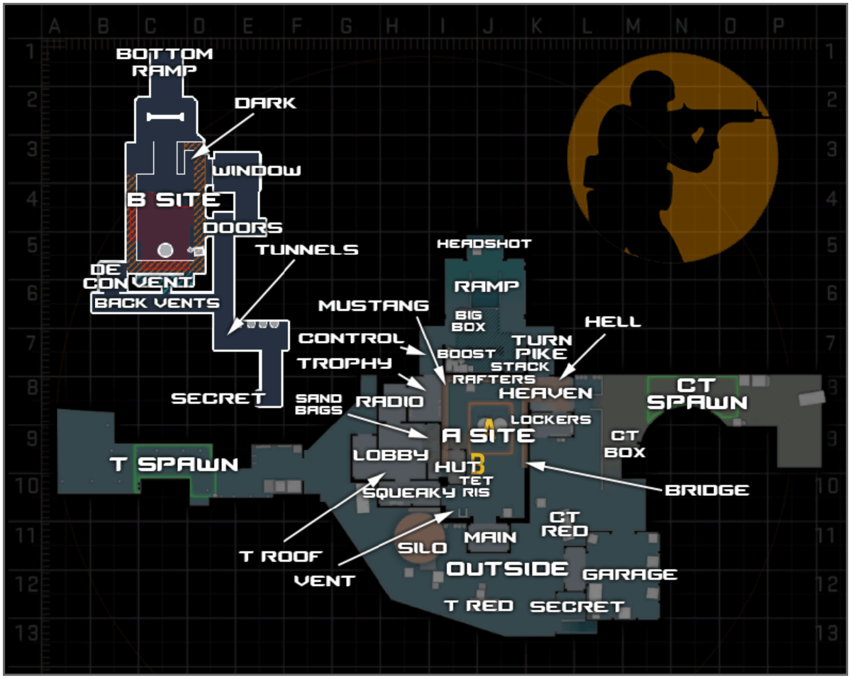 Mapa de Callouts de Nuke en CSGO