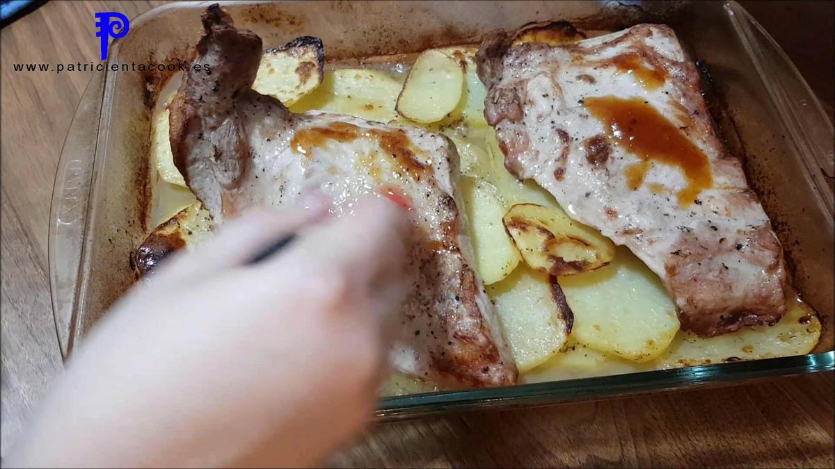secreto asado a la miel con patatas