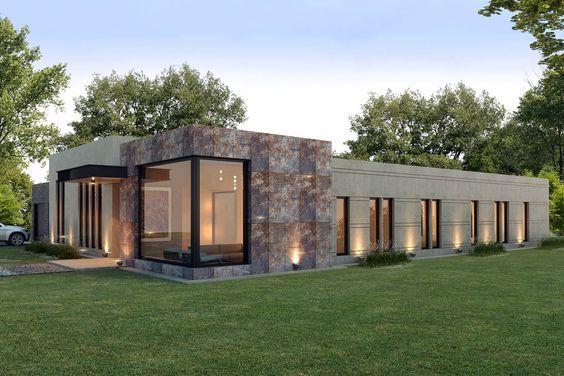 Fachadas de casas de una planta modernas