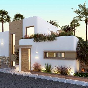 Casas blancas y modernas de dos pisos