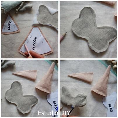 Decoración de Navidad: adorno de tela. Hada