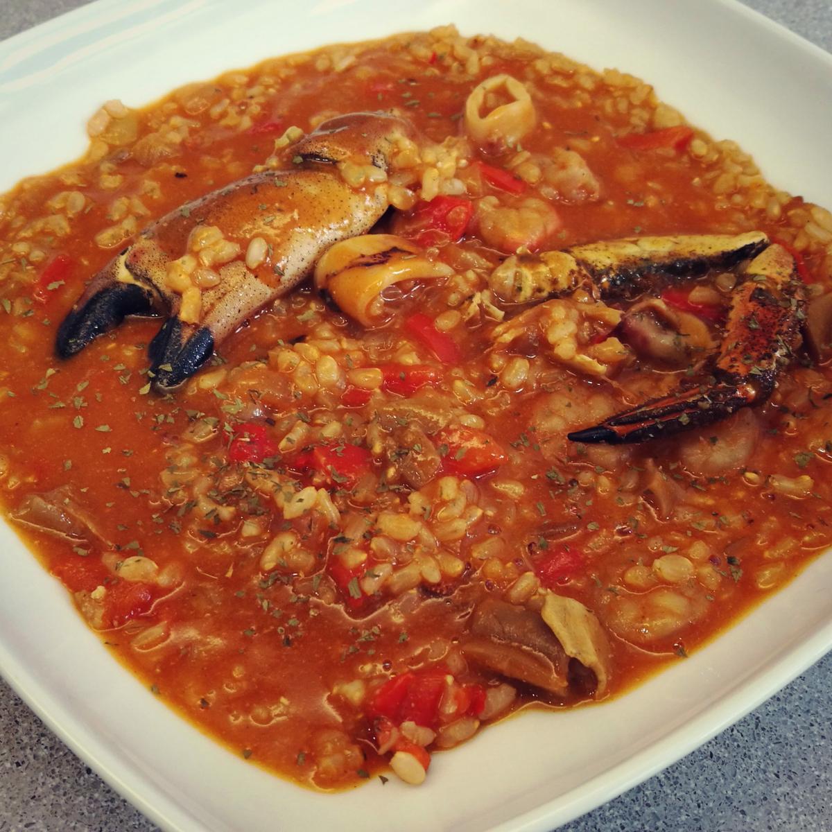 Arroz caldoso con buey de mar