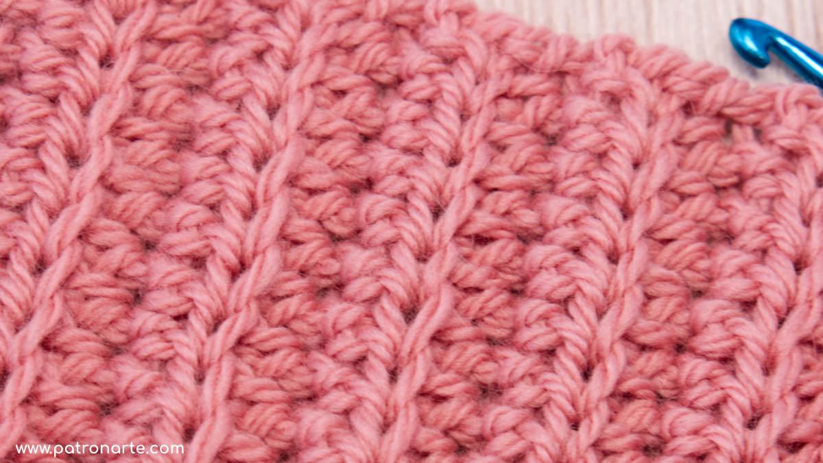 Falso punto inglés Crochet patrón y vídeo paso a paso