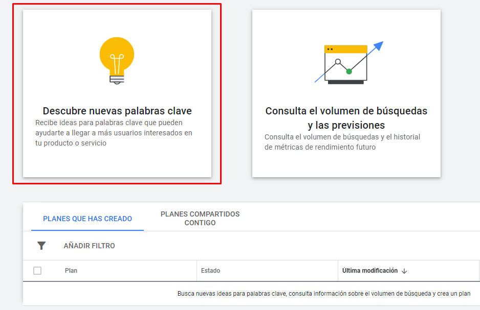 Descubre nuevas palabras clave