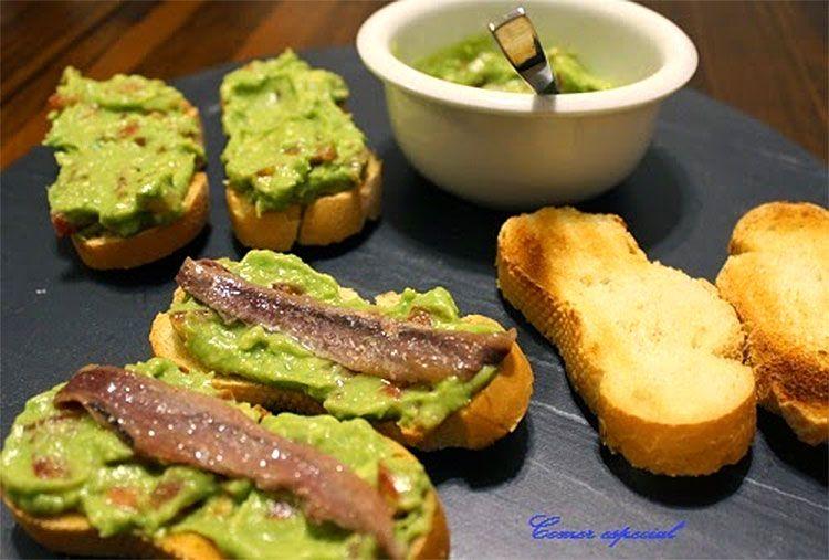 Guacamole con anchoas, aperitivos fáciles