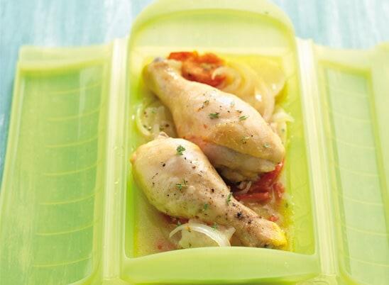 muslos de pollo al vapor