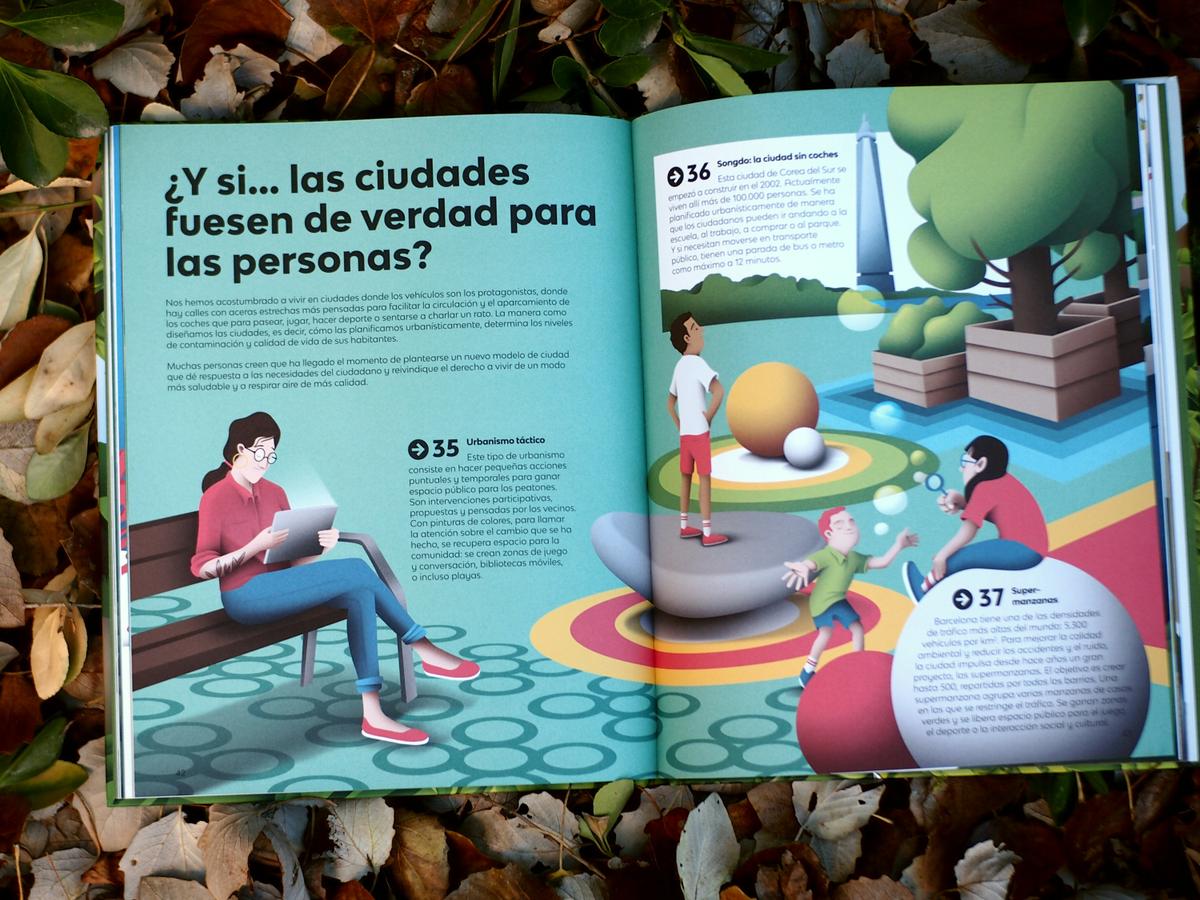 Foto de una d elas pagina del libro Bienvenido nuevo mundo en la que habla de las ciudades