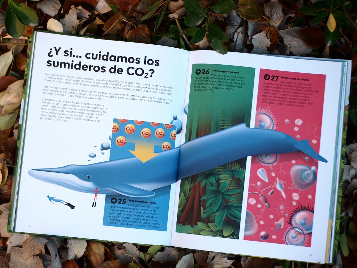 Foto del libro Bienvenido nuevo mundo donde se ve una ballean y habla de los sumideros de CO2