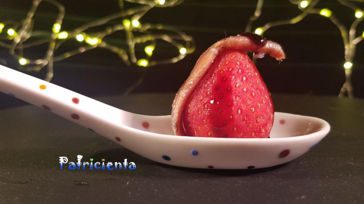Aperitivo original y fácil de fresas con anchoas. Patricienta Cook