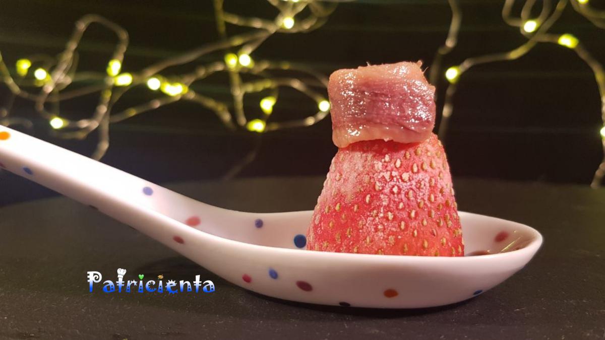 Aperitivo original y fácil de fresas con anchoas. Patricienta Cook